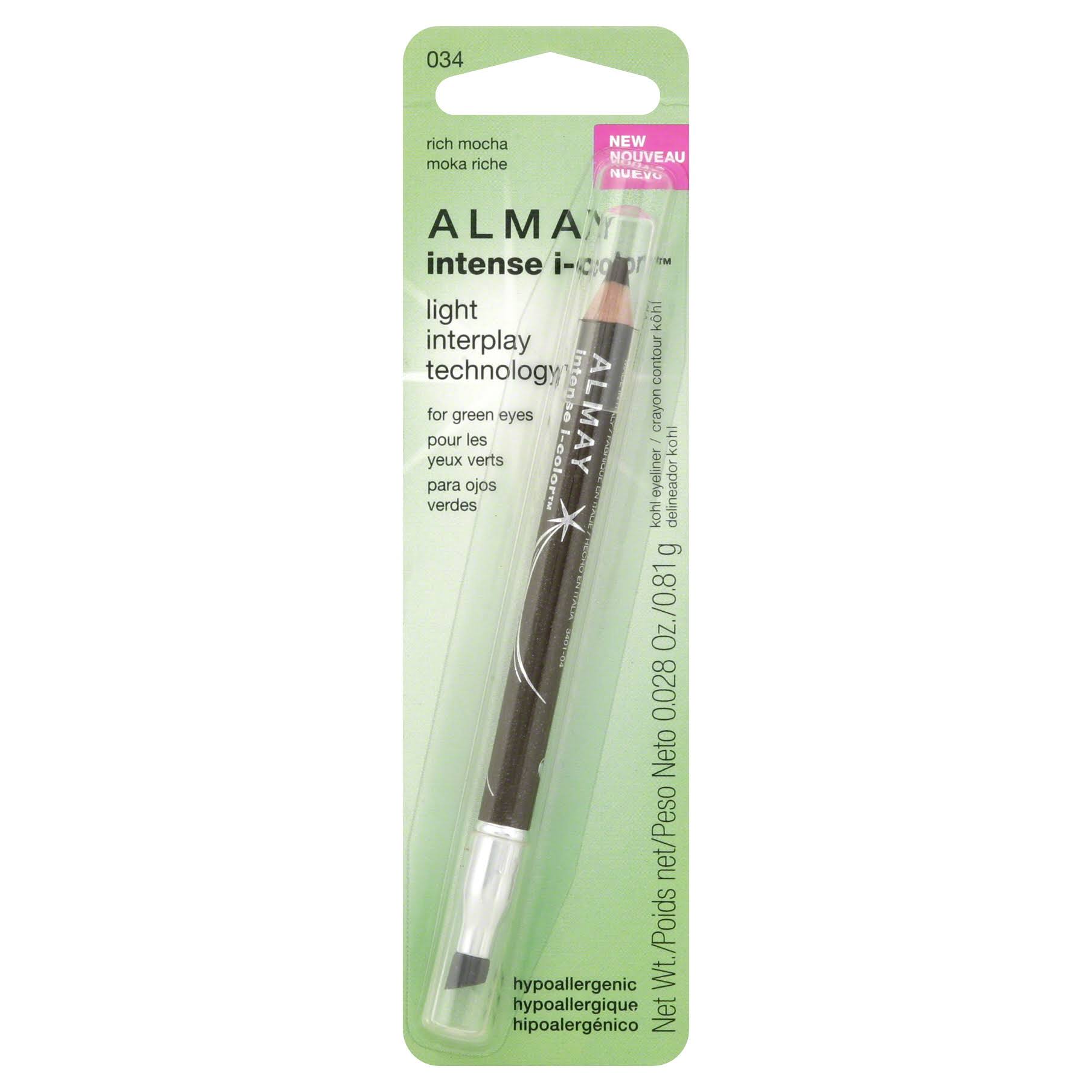 ALMAY Intense I-Color Eyeliner, Kohl for Green Eyes, Rich Mocha 034 - ADDROS.COM